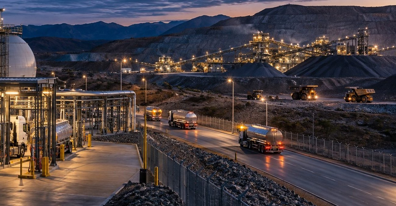 Fuel tankers on a mine road